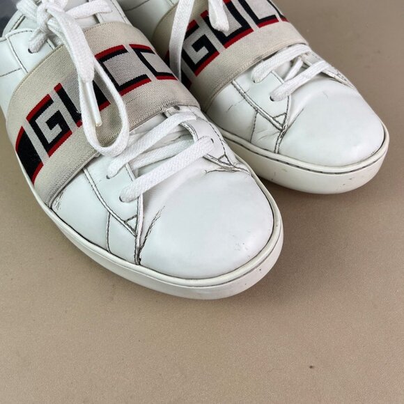 Gucci Womens White & Red Logo Webbing Low-Top Sneakers Size 36.5 - Picture 4 of 9